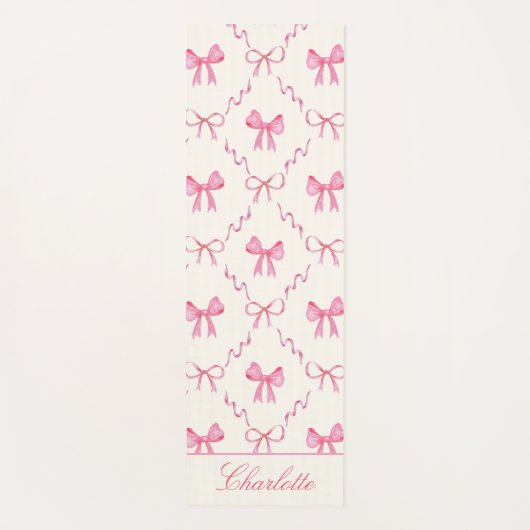 Cute Pink Bow Yogamat (Voorkant)