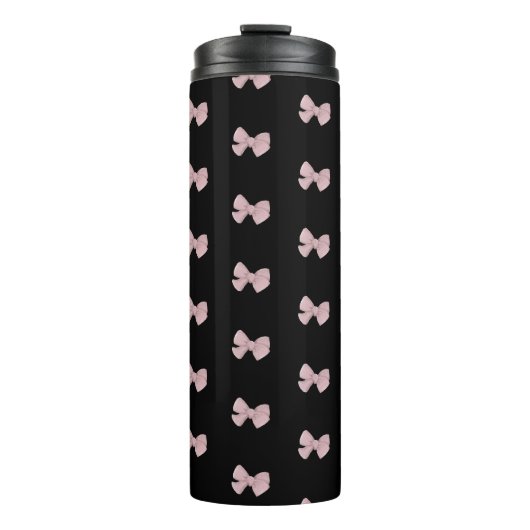 Cute Pink Bow, zwart gedrukt Thermosbeker (Voorkant)