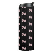 Cute Pink Bow, zwart gedrukt Thermosbeker (Gedraaid links)