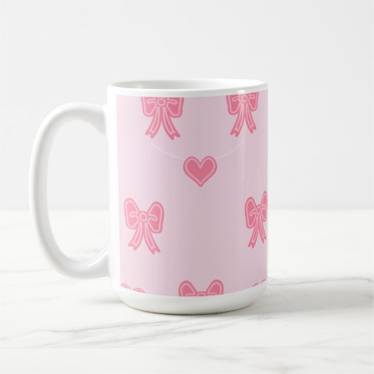 Cute Pink Bows and Hearts Coque Koffiemok (Links)