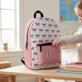 Cute Pink Bows Backpack with Monogram Bedrukte Rugzak