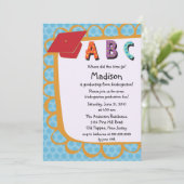 CUTE Pink Boys Kindergarten Afstuderen Uitnodiging (Staand voorkant)