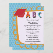 CUTE Pink Boys Kindergarten Afstuderen Uitnodiging (Voorkant / Achterkant)