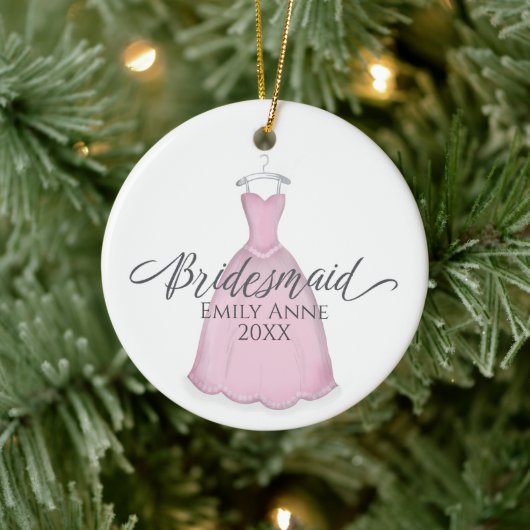 Cute Pink Bridesmaid Whimsical Weddenschap Keramisch Ornament (Boom)