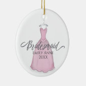 Cute Pink Bridesmaid Whimsical Weddenschap Keramisch Ornament (Rechts)