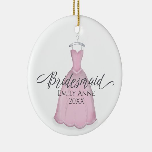 Cute Pink Bridesmaid Whimsical Weddenschap Keramisch Ornament (Rechts)