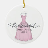 Cute Pink Bridesmaid Whimsical Weddenschap Keramisch Ornament (Voorkant)