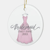 Cute Pink Bridesmaid Whimsical Weddenschap Keramisch Ornament (Links)