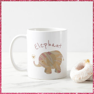 Cute Pink Brown en Bronze Baby Elephant Koffiemok