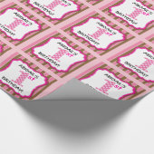 Cute Pink & Brown Girl's 1e verjaardag gepersonali Cadeaupapier (Hoek)