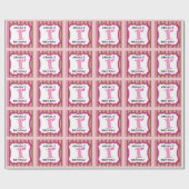 Cute Pink & Brown Girl's 1e verjaardag gepersonali Cadeaupapier (Vlak)
