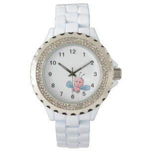 Cute Pink Bug Flying Insect Horloge