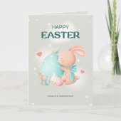 Cute Pink Bunnies Happy Pasen Feestdagen Kaart (Voorkant)