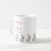 Cute Pink Bunnies Happy Pasen Koffiemok (Voorkant links)