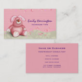Cute Pink Bunny Afbeelding met hart en met olie Visitekaartje (Voorkant / Achterkant)