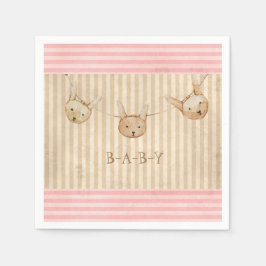 Cute Pink Bunny Baby Girl Baby shower Servet
