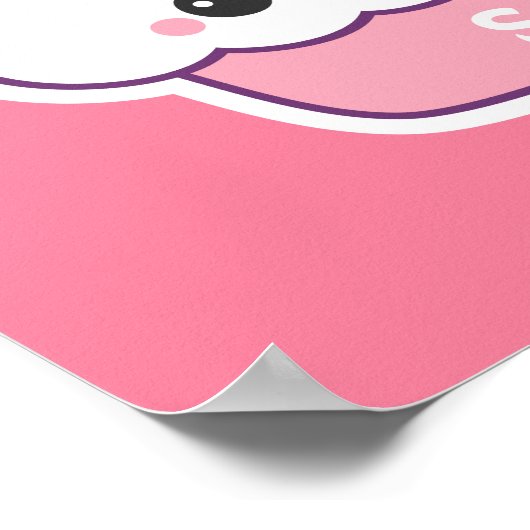 Cute Pink Bunny Cupcake Monogram Poster (Hoek)