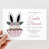 Cute Pink Bunny Ears Easter Brunch Kaart