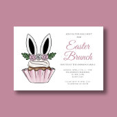 Cute Pink Bunny Ears Easter Brunch Kaart