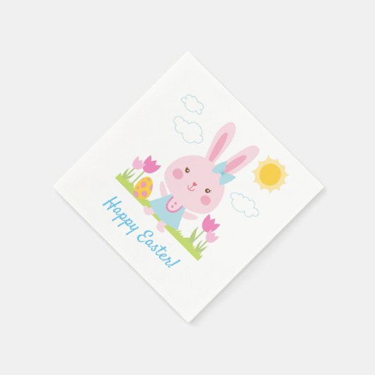 Cute Pink Bunny Easter Servet (Hoek)