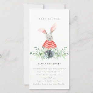 Cute Pink Bunny Garden Fauna Baby shower Invite Bedankkaart