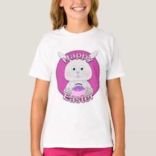 Cute Pink Bunny Girl met paaseieren T-shirt