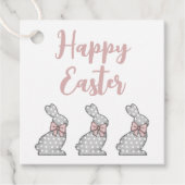 Cute Pink Bunny Happy Pasen Bedankjes Labels (Voorkant)