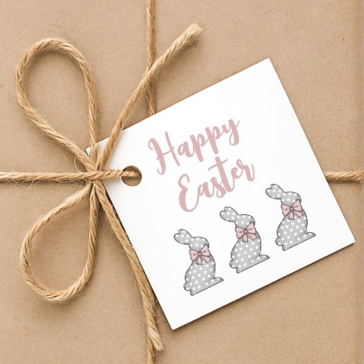 Cute Pink Bunny Happy Pasen Bedankjes Labels
