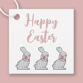 Cute Pink Bunny Happy Pasen Bedankjes Labels