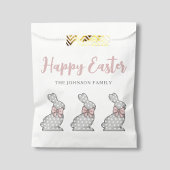 Cute Pink Bunny Happy Pasen Bedankzakje