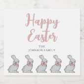 Cute Pink Bunny Happy Pasen Bier Etiket (Enkel label)