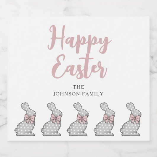 Cute Pink Bunny Happy Pasen Bier Etiket (Enkel label)