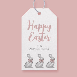 Cute Pink Bunny Happy Pasen Cadeaulabel