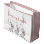 Cute Pink Bunny Happy Pasen Groot Cadeauzakje (Voorkant Gekanteld)
