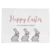 Cute Pink Bunny Happy Pasen Groot Cadeauzakje (Achterkant)