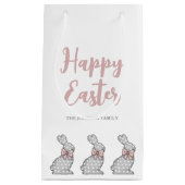 Cute Pink Bunny Happy Pasen Klein Cadeauzakje (Voorkant)