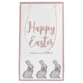 Cute Pink Bunny Happy Pasen Klein Cadeauzakje (Voorkant)