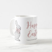 Cute Pink Bunny Happy Pasen Koffiemok (Voorkant links)