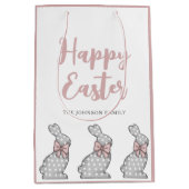 Cute Pink Bunny Happy Pasen Medium Cadeauzakje (Voorkant)