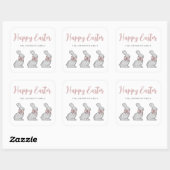 Cute Pink Bunny Happy Pasen Vierkante Sticker (Vel)