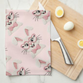 Cute Pink Bunny Heart Glasses Theedoek (Quarter Fold)