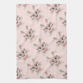 Cute Pink Bunny Heart Glasses Theedoek (Verticaal)