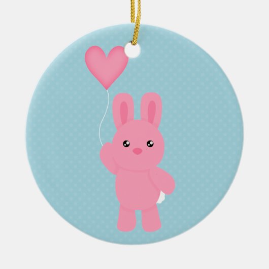 Cute Pink Bunny Keramisch Ornament (Voorkant)