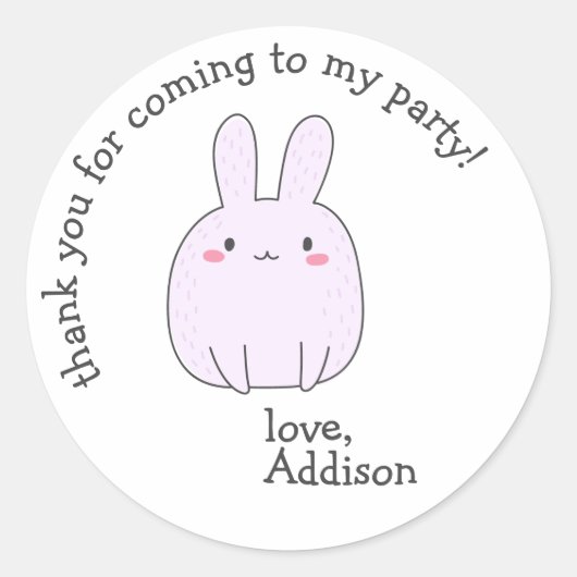 Cute Pink Bunny - Kinderen van afgelopen dag Dank  Ronde Sticker (Voorkant)