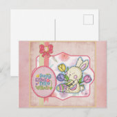 Cute Pink Bunny Kisses Easter Wishes Briefkaart (Voorkant / Achterkant)