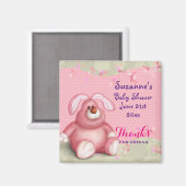 Cute Pink Bunny met Baby shower Hartelijk dank Magneet (Voorkant / Achterkant)