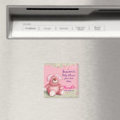 Cute Pink Bunny met Baby shower Hartelijk dank Magneet (Insitu (Vaatwasser))