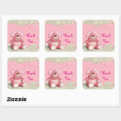 Cute Pink Bunny met hartendank Vierkante Sticker (Vel)