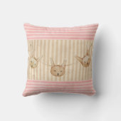 Cute Pink Bunny Rabbit Girl Kussen (Achterkant)