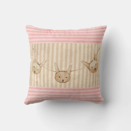 Cute Pink Bunny Rabbit Girl Kussen (Achterkant)